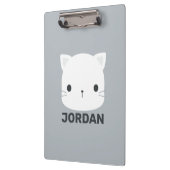 Kleine kat met persoonlijke naam bevestigen klembord (Links)