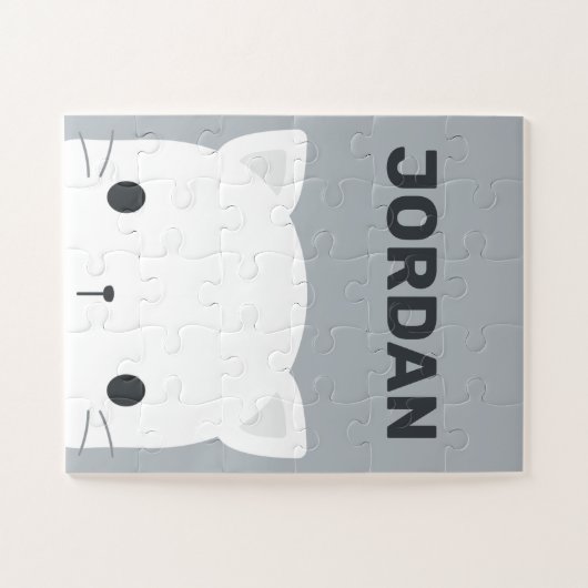 Kleine kat met persoonlijke naam bevestigen legpuzzel (Horizontaal)