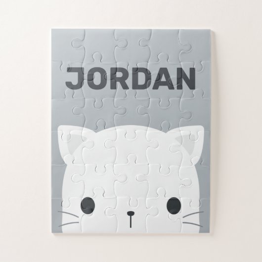 Kleine kat met persoonlijke naam bevestigen legpuzzel (Verticaal)