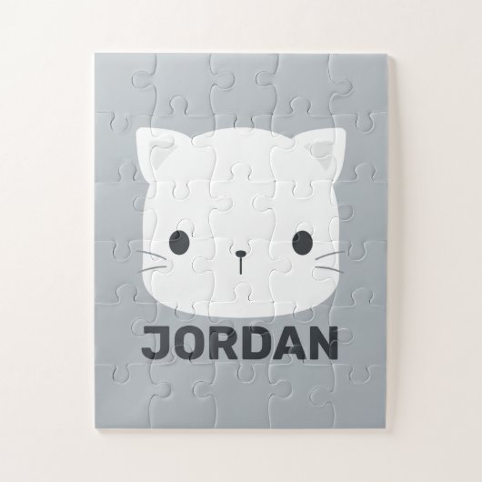 Kleine kat met persoonlijke naam bevestigen legpuzzel (Verticaal)