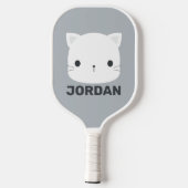 Kleine kat met persoonlijke naam bevestigen pickleball paddle (Achterkant)