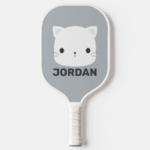 Kleine kat met persoonlijke naam bevestigen pickleball paddle (Voorkant)