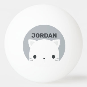 Kleine kat met persoonlijke naam bevestigen pingpongbal