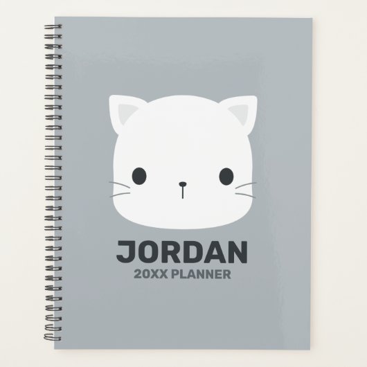 Kleine kat met persoonlijke naam bevestigen planner (Voorkant)