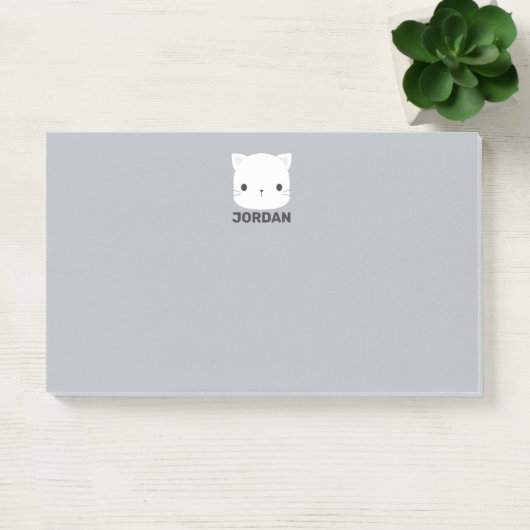 Kleine kat met persoonlijke naam bevestigen post-it® notes (Kantoor)