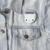 Kleine kat met persoonlijke naam bevestigen ronde button 5,7 cm (In situ)