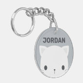 Kleine kat met persoonlijke naam bevestigen sleutelhanger (Voorkant Links)