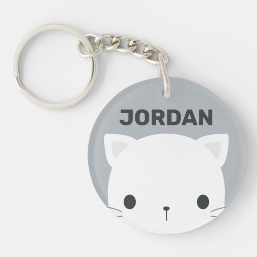 Kleine kat met persoonlijke naam bevestigen sleutelhanger (Voorkant)