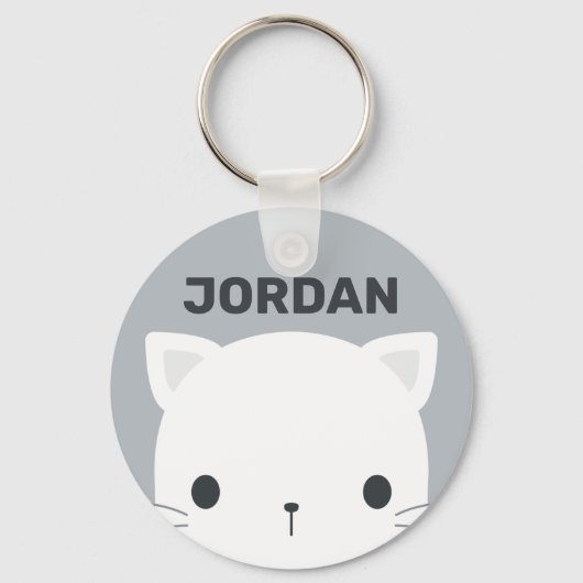 Kleine kat met persoonlijke naam bevestigen sleutelhanger (Voorkant)