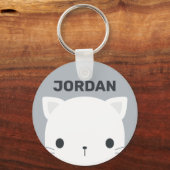 Kleine kat met persoonlijke naam bevestigen sleutelhanger (Voorkant)