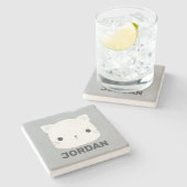 Kleine kat met persoonlijke naam bevestigen stenen onderzetter (Zijkant)