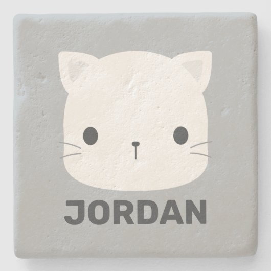Kleine kat met persoonlijke naam bevestigen stenen onderzetter (Voorkant)