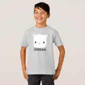 Kleine kat met persoonlijke naam bevestigen t-shirt (Voorkant volledig)
