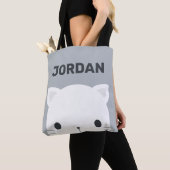 Kleine kat met persoonlijke naam bevestigen tote bag (Dichtbij)