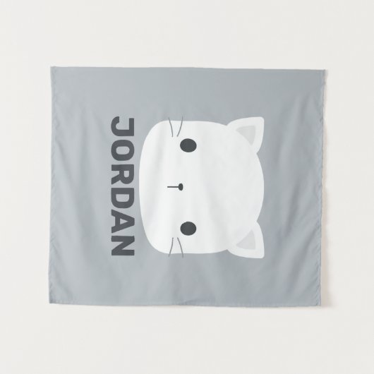 Kleine kat met persoonlijke naam bevestigen wandkleed (Voorkant (horizontaal))