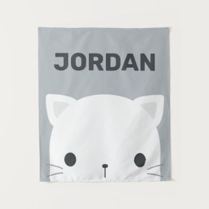 Kleine kat met persoonlijke naam bevestigen wandkleed