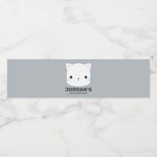 Kleine kat met persoonlijke naam bevestigen waterfles etiket (Enkel label)