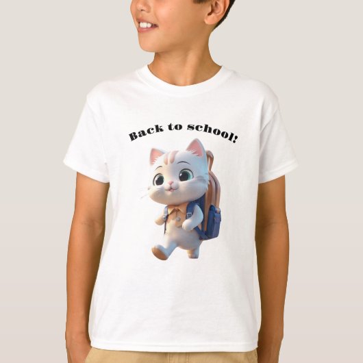 Kleine kat naar school t-shirt (Voorkant)