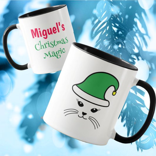 kleine kat Santa Elf Mok