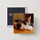 Kleine Kat slaapstand Vierkante Button 5,1 Cm (Voorkant /achterkant)