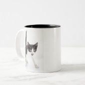 Kleine kat tweekleurige koffiemok (Voorkant links)