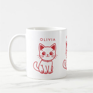 Kleine kat (WIJZIG ALLE KLEUREN) en naam Koffiemok