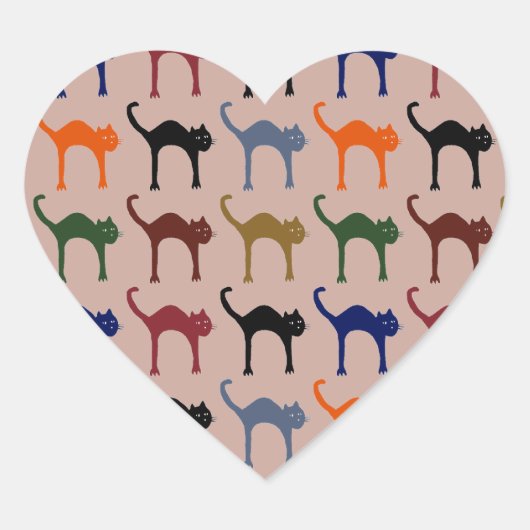 kleine katten hart sticker (Voorkant)