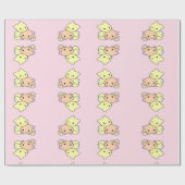 Kleine katten op roze cadeaupapier (Vlak)