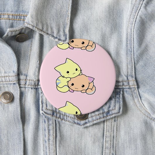 Kleine katten roze ronde button 4,0 cm (In situ)