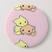 Kleine katten roze ronde button 4,0 cm (Voorkant)