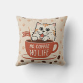 Kleine kattenpootafdrukken en koffiebonen Poster Kussen (Achterkant)