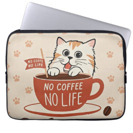 Kleine kattenpootafdrukken en koffiebonen Poster Laptop Sleeve