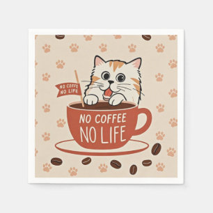 Kleine kattenpootafdrukken en koffiebonen Poster Servet