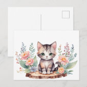Kleine Katze mit Blumen Briefkaart (Voorkant / Achterkant)