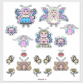 Kleine keefvleugelvlinder ingesteld door Renee lav Sticker (Vel)