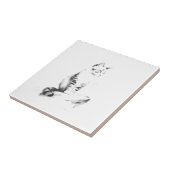 Kleine keramische Tegel - Cat, Ink Wash Style Tegeltje (Zijkant)