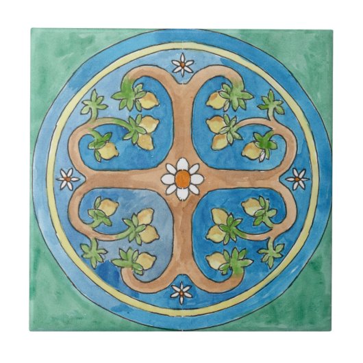 Kleine keramische tegel in Siciliaanse stijl "Lemo Tegeltje (Voorkant)