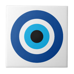 Kleine keramische tegel met Evil Eye Blue Mati ico Tegeltje
