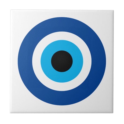 Kleine keramische tegel met Evil Eye Blue Mati ico Tegeltje (Voorkant)