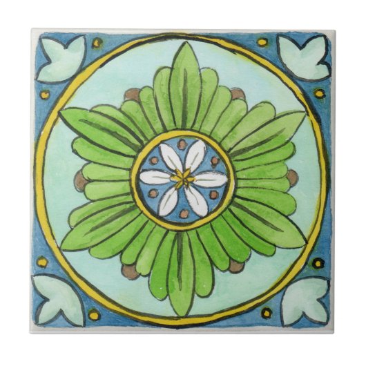 Kleine keramische tegel op Sicilië geïnspireerde " Tegeltje (Voorkant)