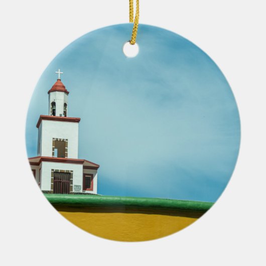 Kleine kerk uitzicht kerstboom ornament (Voorkant)