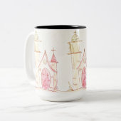 Kleine kerken - 2024 tweekleurige koffiemok (Voorkant links)