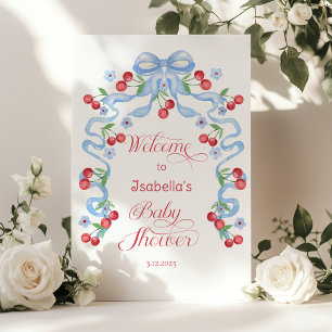 Kleine kers blauwe strik Baby shower Welkom Poster