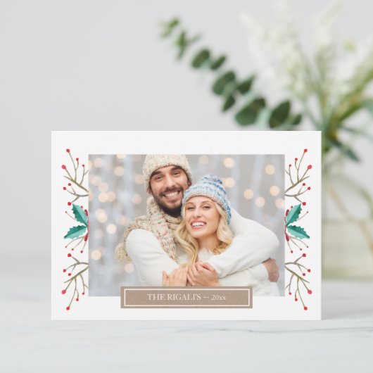 Kleine Kerst Familie Foto Wenskaart Kaart (Staand voorkant)