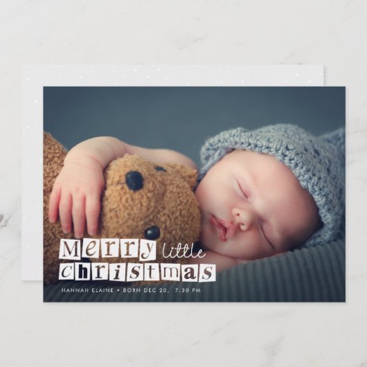 Kleine kerst feestelijke geboorte aankondigingskaa aankondiging (Voorkant / Achterkant)