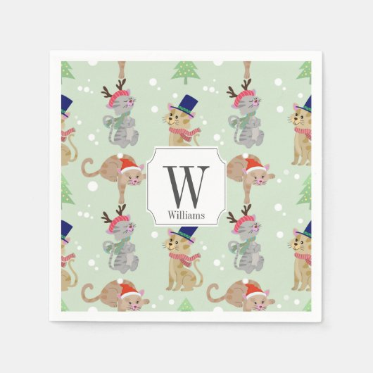 Kleine Kerst stijlvolle katten Design Servet (Voorkant)