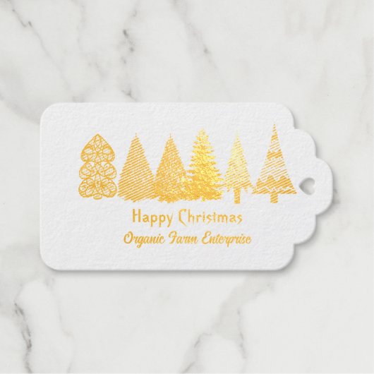 Kleine kerstbomen voor zakelijke Logo Metallic afd Cadeaulabels (Voorkant (horizontaal))