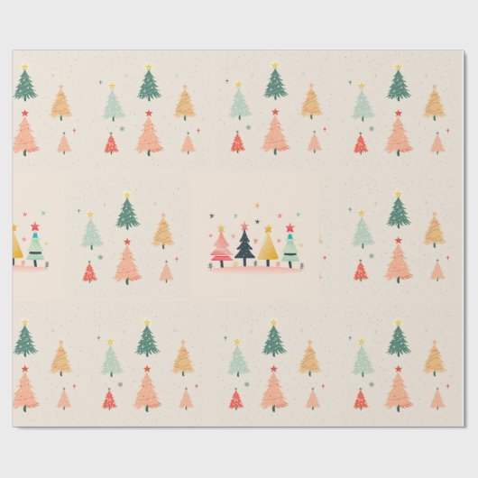 Kleine kerstboom cadeaupapier (Vlak)