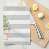 Kleine kerstboom met monogram keuken theedoek (Quarter Fold)