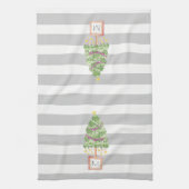 Kleine kerstboom met monogram keuken theedoek (Verticaal)